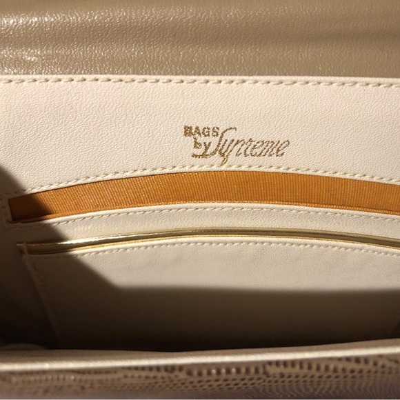 Vintage reptile snake skin leather lining clutch, shoulder bag with gold chain - Picture 4 of 11